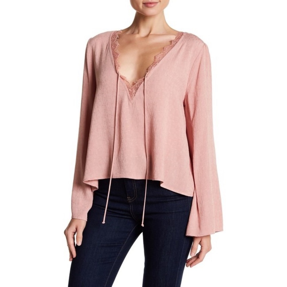 Jacquard Bell Sleeve Blouse